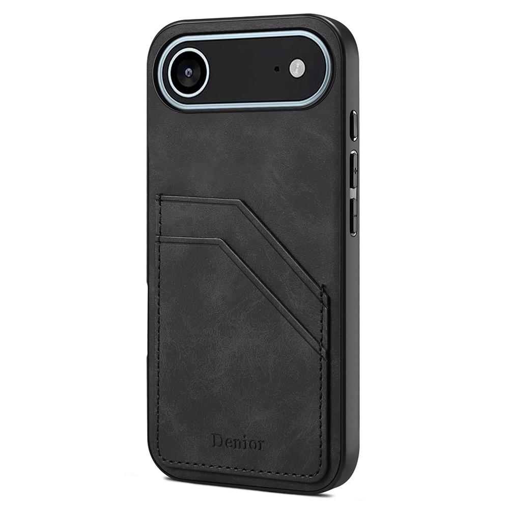 DENIOR For iPhone Air Case Dual Card Slots PU Leather + TPU + PC Phone Cover