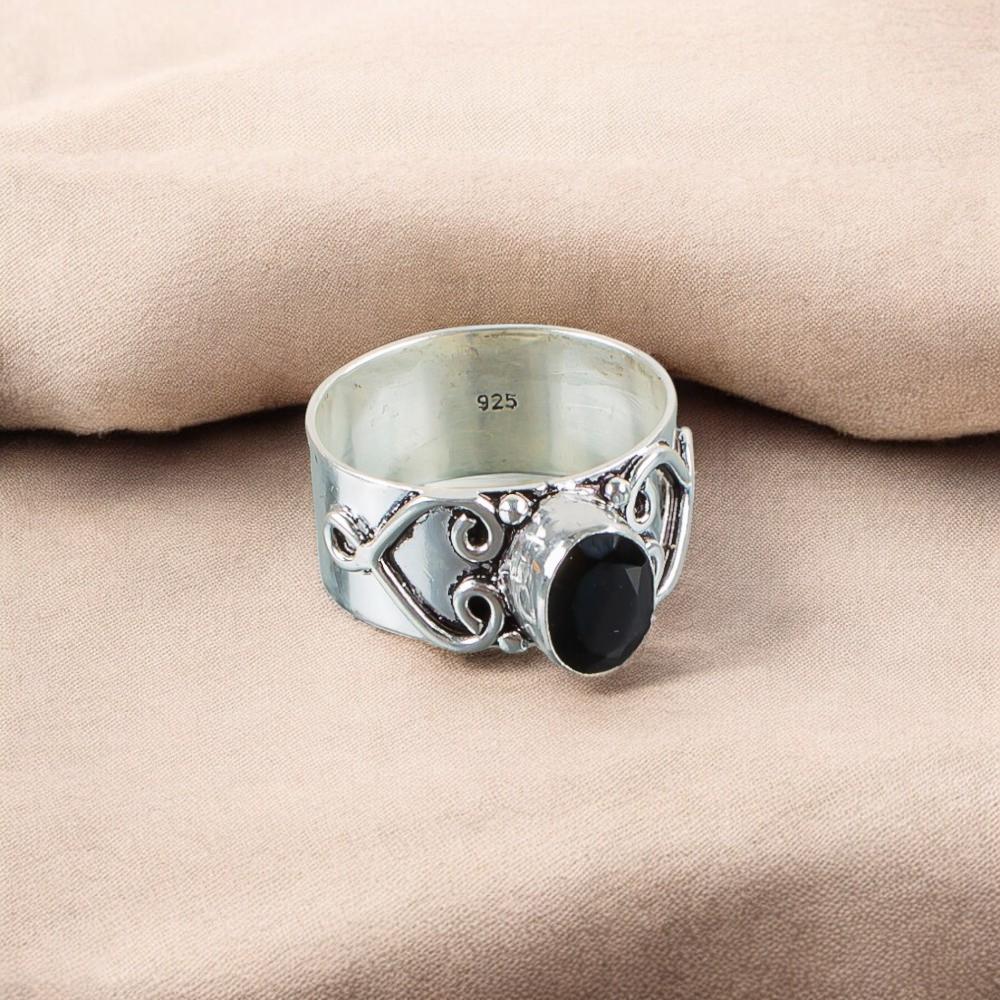 Black Onyx Gemstone 925 Sterling Silver Jewelry Handmade Ring For Wedding Gift RR-16-4