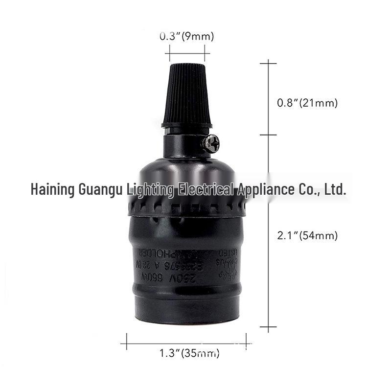 Жемчужно-черный винтажный алюминиевый патрон Эдисона E26/E27 для DIY светильников