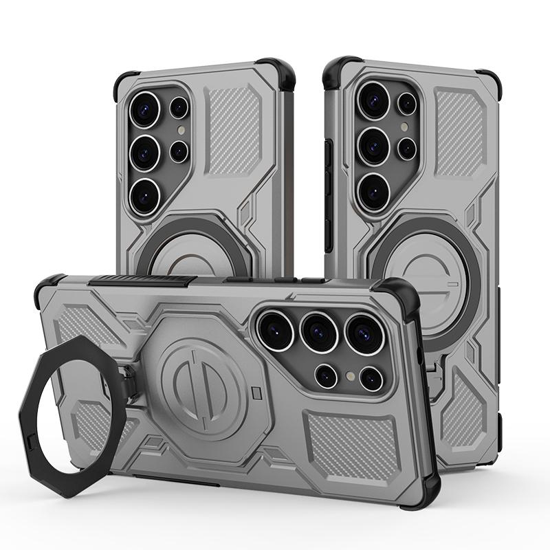 KEYSION Противоударный магнитный чехол для Samsung S25 Ultra 5G S25+Plus с вертикальной живой металлической кольцевой подставкой, чехол для телефона Galaxy S25 Edge