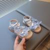 Girls Beach Shoes Open Toes Breathable Kids Sandals Non-slip Hook&loop 2025 Summer New Children Princess Shoes Lace Bows Sweet