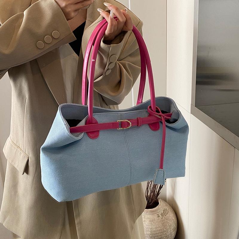 Джинсовая сумка женская новая повседневная универсальная модная популярная наплечная сумка большой вместимости сумка-тоут для поездок на работу