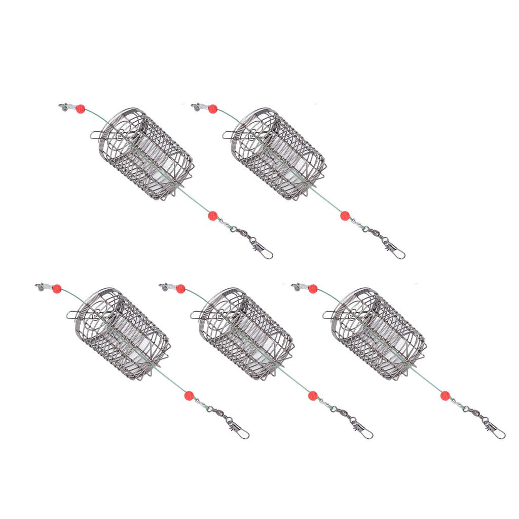5Pcs Fishing Bait Cages Lure Cage Stainless Steel Fishing Trap Basket Feeder Holder M