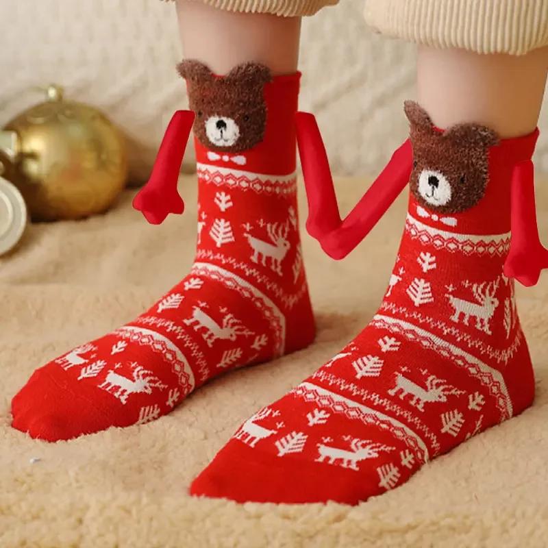 1-10Pairs Christmas Socks Funny Cartoon Print Elk Snowman Santa Candy Bar Novelty Socks for Women Kids Holiday Party Gift Set