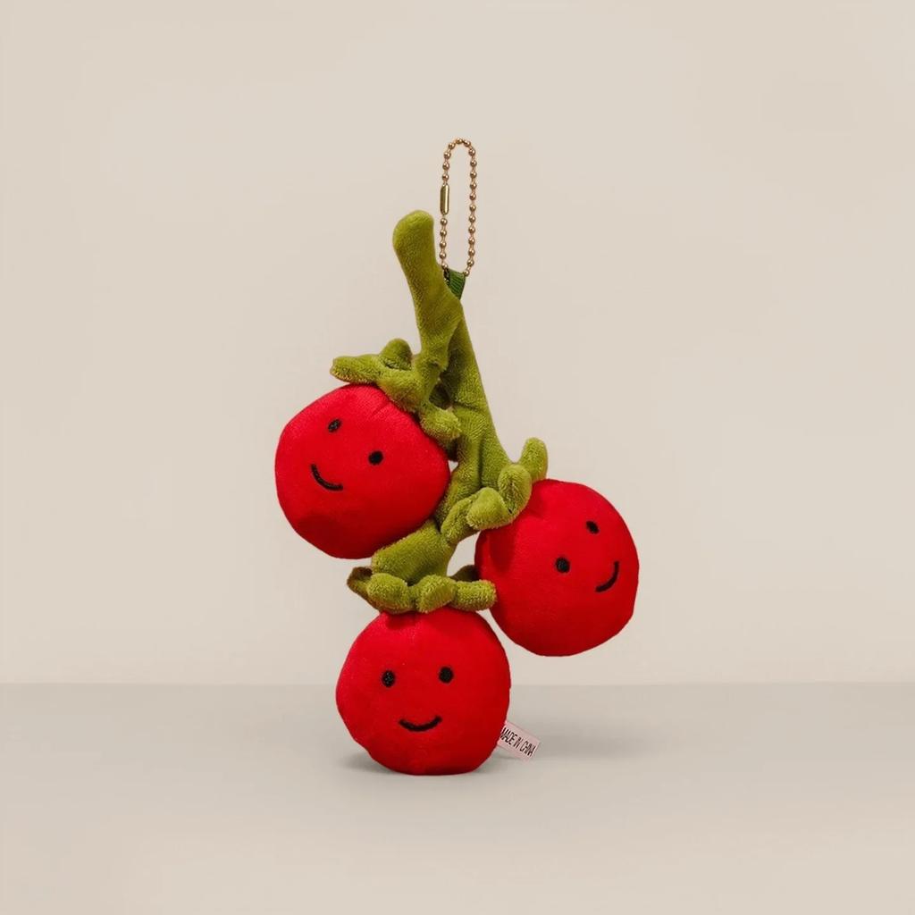 Cartoon Cute Fruit and Vegetable Plush Series Keychain Toy Peach Pear Cherry Doll Smiling Face Fruit Decoration Pet Gift