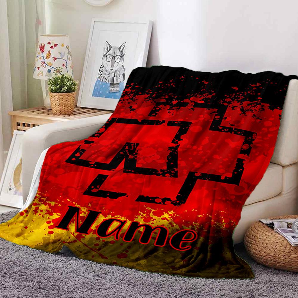 Rammstein Logo Red Ink Splash Art Design Blanket Lightweight Flannel Blanket For Sofa Bed Travel Camping Living Room Office Couch Chair And Bed
