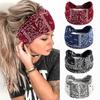 Boho Wide Headbands Vintage Elastic Hairbands Knot Turban Headwrap for Women Girls Cotton Soft Bandana Stretch Twist Head Bands Hair Accessories