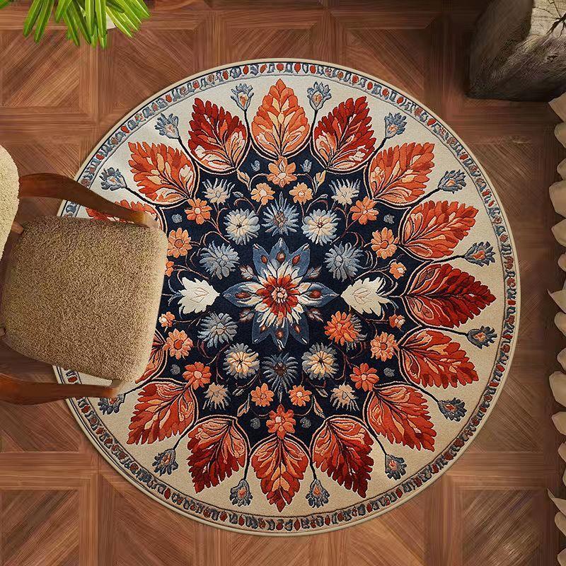 Круглый ковер для гостиной, винтажный диван, журнальный столик, коврик для спальни, кабинета, напольный коврик для дома, устойчивый к грязи