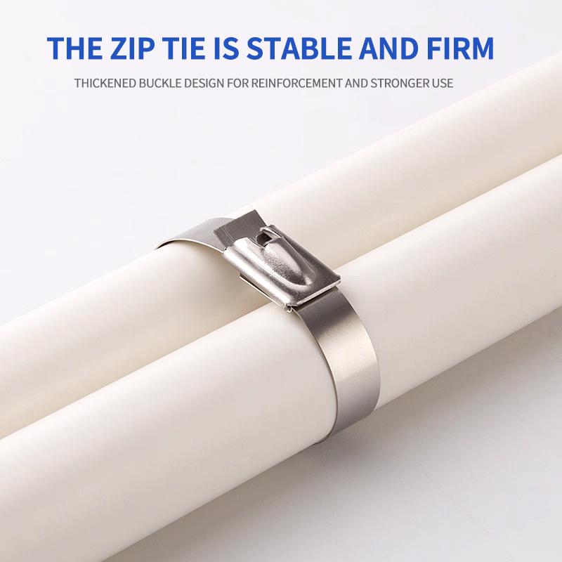 50Pcs 304 Stainless Steel Cable Ties, Self-Locking Anti-Rust Metal Zip Ties for Electrical Wiring Harness, Heavy Duty