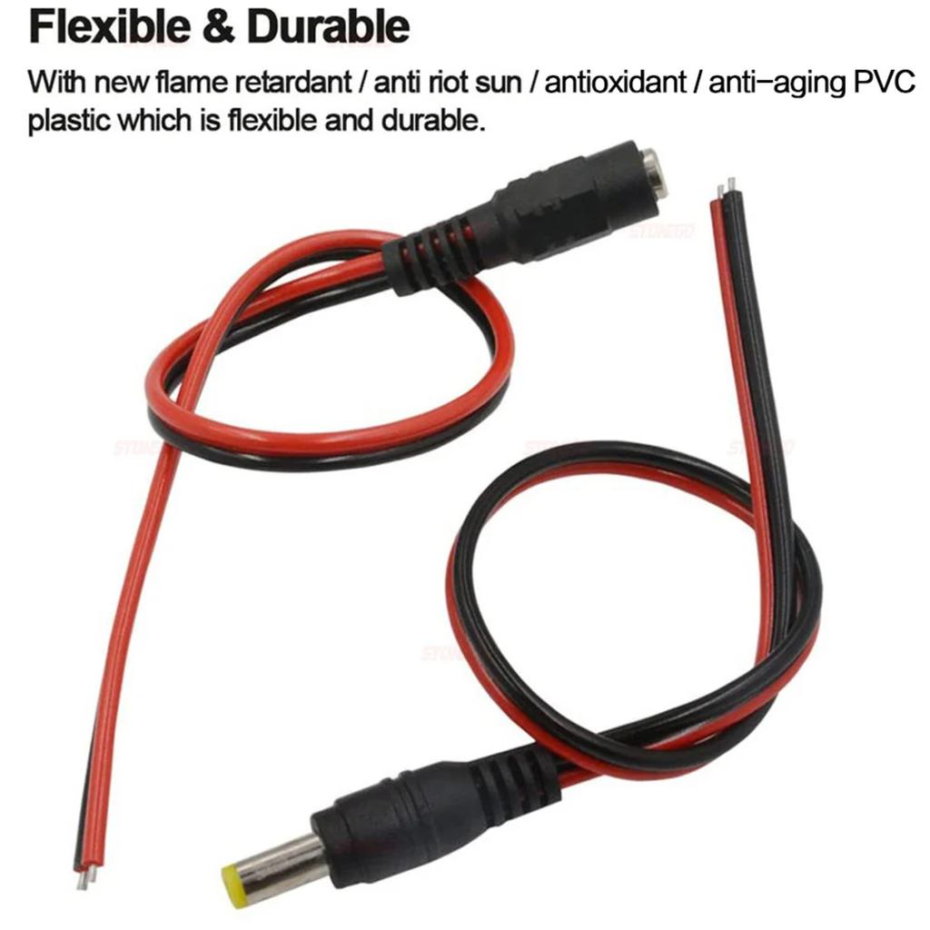 20/50PCS High-Quality 12V DC Male Female Connectors for Strip Lights - 5.5mm X 2.1mm Power Supply Adapter Plug Cable Wire Line J