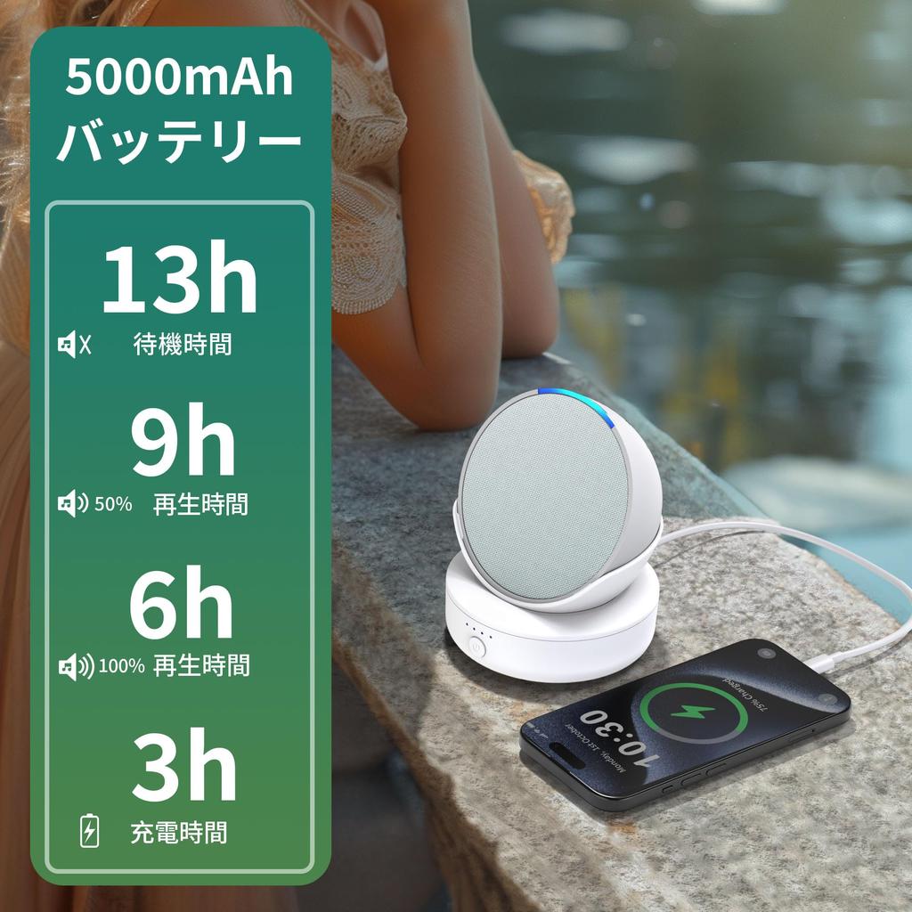 PlusAcc Pop Base 5000mAh с длительным временем ожидания портативная с мобильной устойчивостью динамик Power Base для Xiaodu White Anti Vibration Speaker,