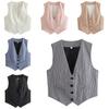 Женский формальный жилет с глубоким v-образным вырезом, однобортный кардиган без рукавов, однотонный свободный OL, офисная одежда, жилет, женское пальто