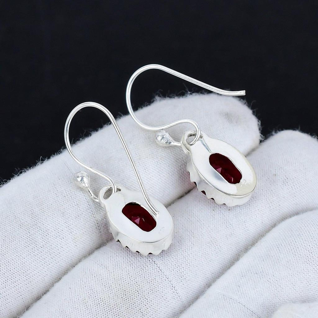 Серьги из серебра 925 пробы с красным гранатом, серьги-подвески из серебра в стиле бохо, подарки на годовщину, подарки для нее