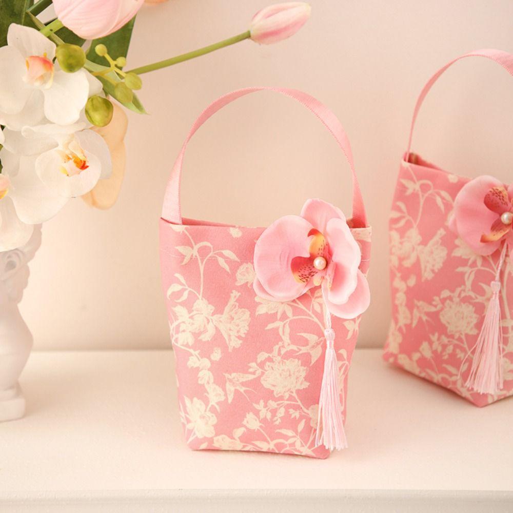 Butterfly Orchid Flower Pendant Wrist Hand Bag Korean Style Wedding Candy Bag  Female/Girls