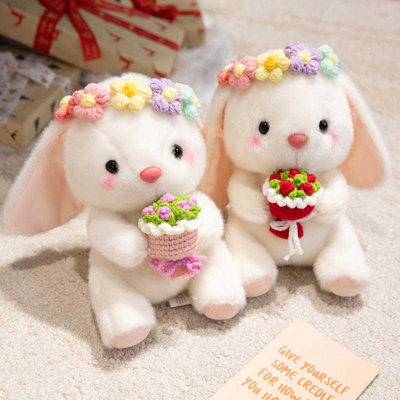 2025Cm Cute Hug Flower Bouquet Rabbit Raccoon Toy Capybara Hug Easter Egg Plush Doll Easter Valentine'S Day Gift