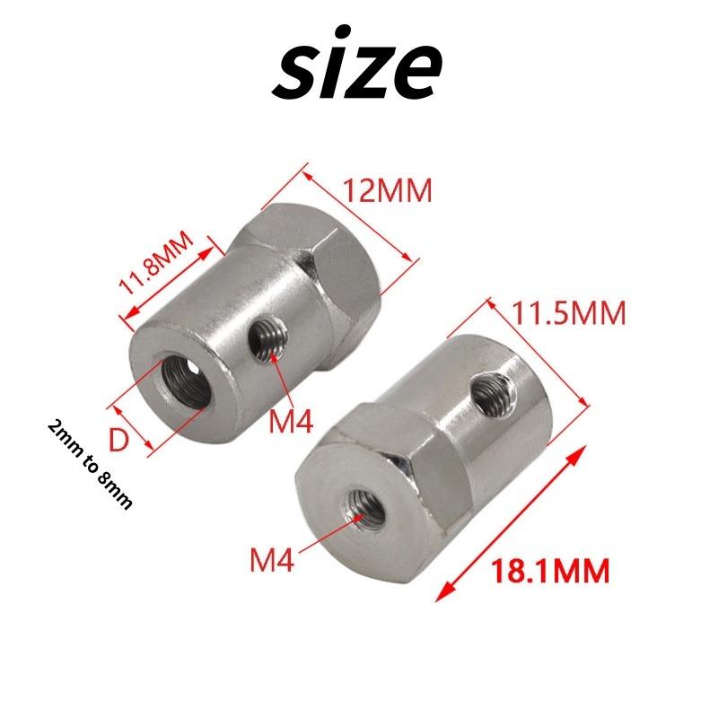 Hexagon Rigid Tire Connector Iron Coupling 2/3/3.17/4/5/6/7/8mm Silver Spindle Hex Adapter for RC Cars Connecting Parts