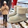 European Goods Wear Two Flanged Flat-heeled Medium Boots for Women's Winter New Plush Snow Boots Warm Cotton Boots