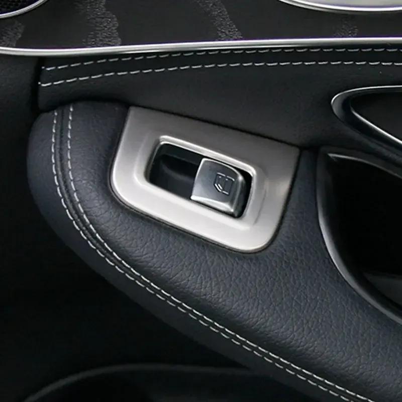 For Mercedes Benz GLC C Class W205 X253 2015- Metal Silver Car Window Lift Button Frame Cover Trim Sticker Car Accessories