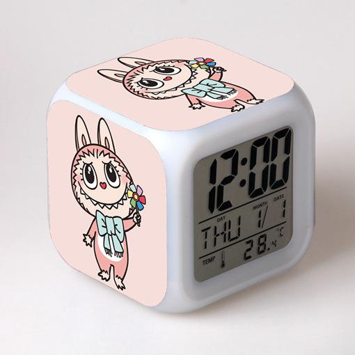 Factory price supply cartoon rabub colorful alarm clock surrounding labubu student small gifts