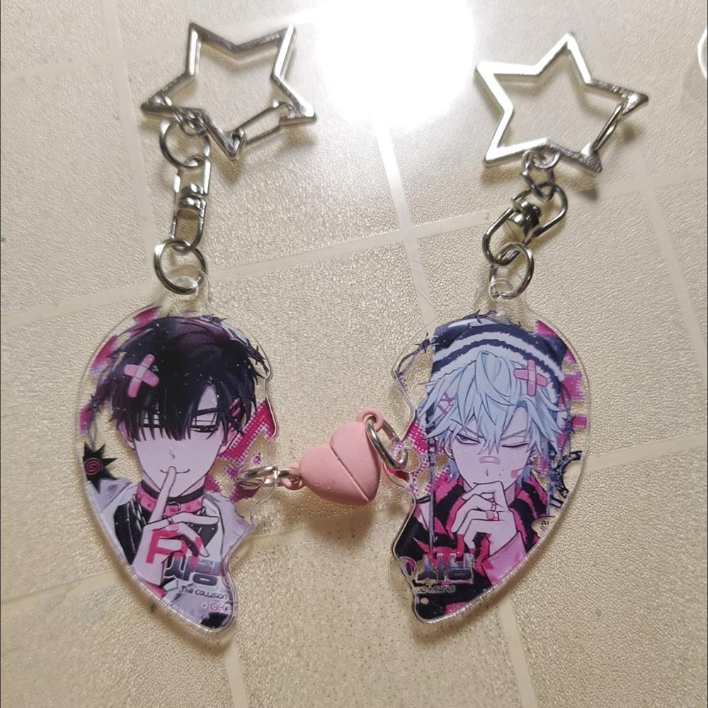 Anime ALIEN STAGE Keychain Till Ivan Heart-Shaped Magnetic Pendant Cute Bag Pendant Key Ring Acrylic Cartoon Girl Gifts