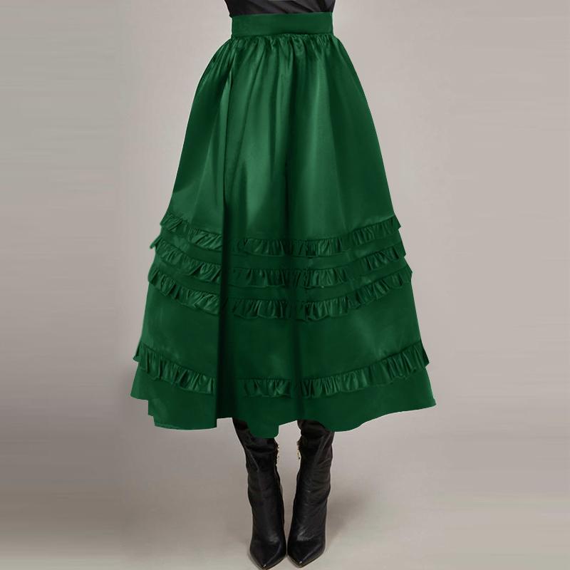 ZANZEA Женские винтажные однотонные многослойные юбки