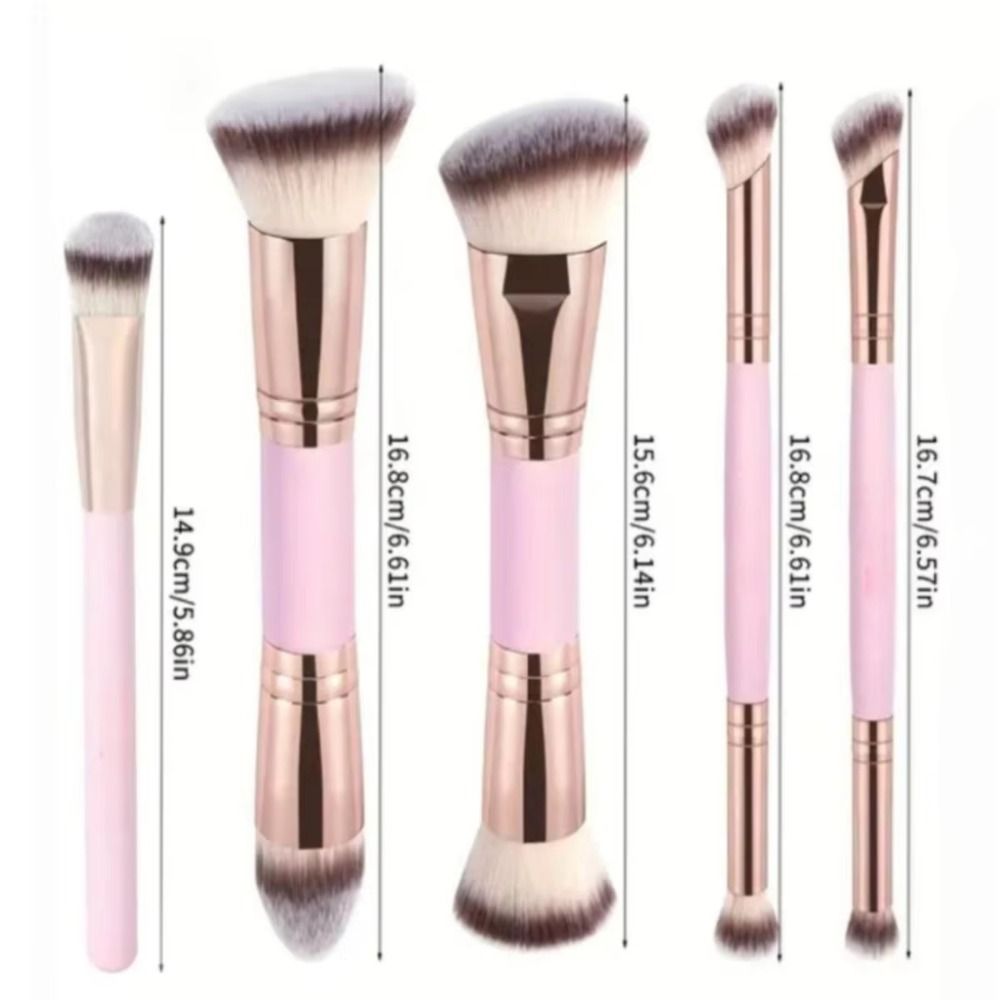 2/4/5Pcs Flat Top Dual-ended Makeup Brushes Soft Bristle Foundation Brush Set  Beginner Makeup