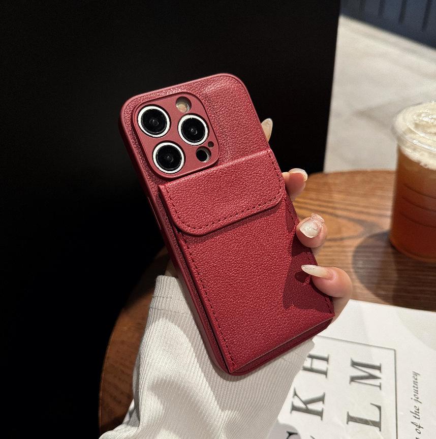 Кожаный держатель для карт с магнитом и подставкой для чехла iPhone 17 Air/16 Pro Max
