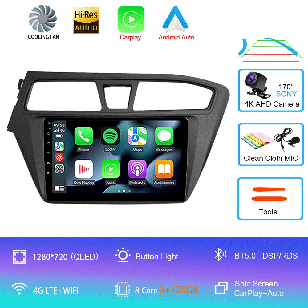 Android 14 WIFI+4G Автомагнитола для Hyundai I20 LHD 2015 2016 2017 2018 Стерео GPS Carplay Auto Мультимедийный Видеоплеер 360 Камера