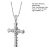 Men Necklace Shiny Rhinestones Cross Pendant Bamboo Chain Necklace Smooth Appearance Necklace