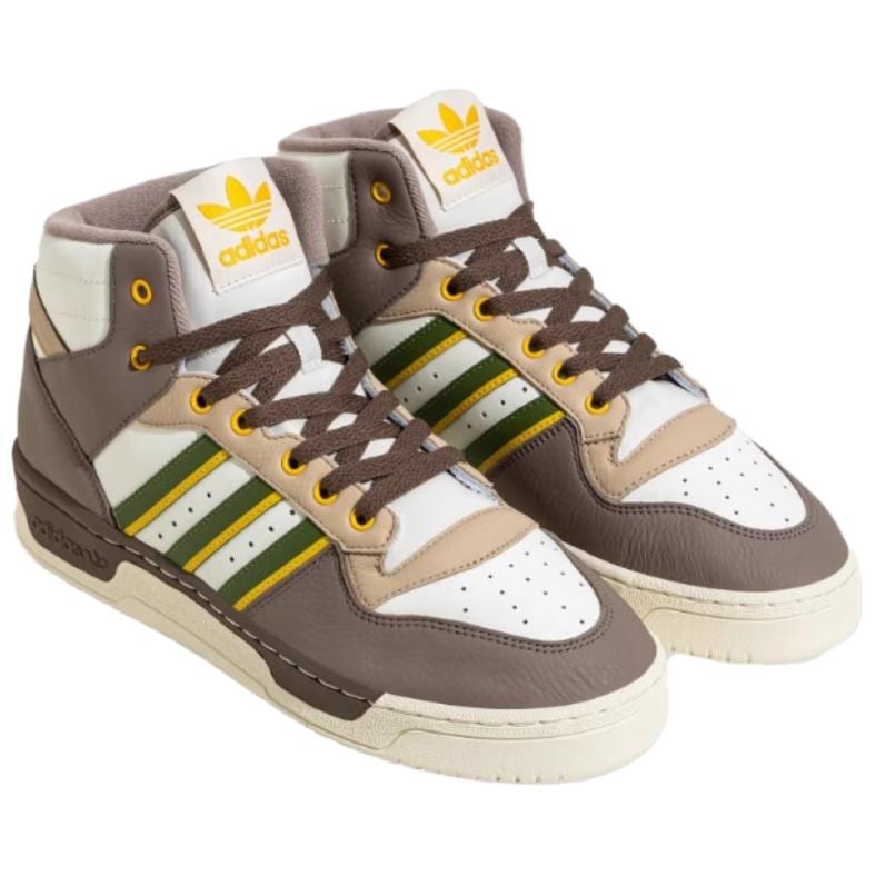 Adidas Originals Rivalry Abrasion Resistant Breathable Mid top Skateboard Shoes Unisex White Umber IH3405