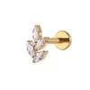 Серьги-гвоздики для хряща уха серии Gold F136 из титана с цирконием marquise и внутренним спиральным дизайном