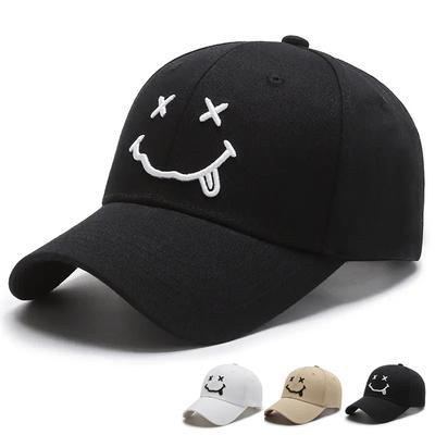 Мужские и женские бейсболки с вышитым изображением улыбки, хлопковые регулируемые бейсболки Snapback, хип-хоп кепка дальнобойщика, летняя уличная шляпа от солнца, шляпа для папы