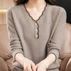 V-neck Sweater Women's Autumn and Winter Casual Long-sleeved Multi-color Base Knitted Sweater Loose Warm Pullover Long-sleeved Top