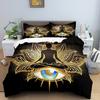 Mandala Duvet Cover Set Bohemian Style Yoga Eye Mandala Flower Dark Gold for Kid Boys Girl Polyester Bedding Set King Queen Size