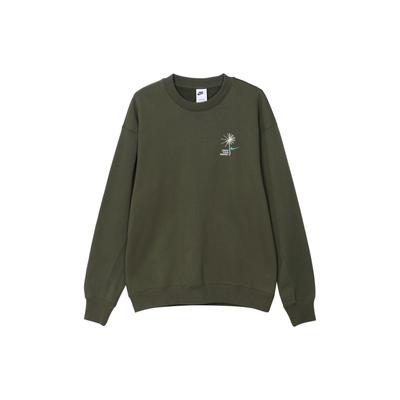 Nike Спортивная одежда, однотонная, с круглым вырезом, повседневная, свободная, с длинным рукавом, мужские топы, хаки-зеленый FV8457-325