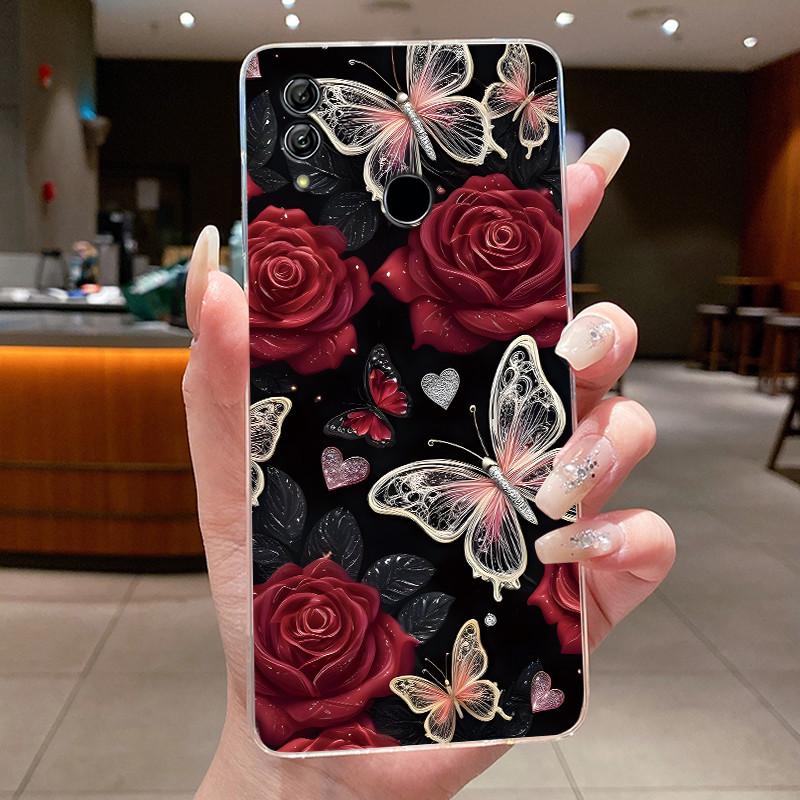 Phone Case For Honor 10 Lite/Huawei P Smart 2019 Coque Butterfly Bow Protective Casing Transparent Soft Silicone TPU Cover Funda