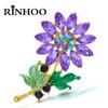 Rinhoo Shining Crystal Flower Brooches For Women Fashion Enamel Sunflower Wedding Clothes Corsage Creative Bouquet Pins Jewelry