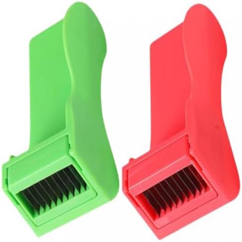 FUNNETOYU 2-Piece Vegetable Chopper Set with Finger Guard, Kitchen Vegetable Slicer, Manual Vegetable Grater, Practical Green Bean Shredder