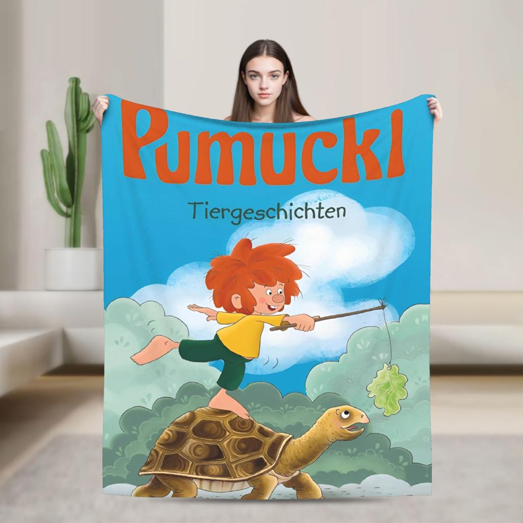 Pumuckl Cute Elf Fairy Story Fashion Blankets Fleece Autumn Winter Anime Cartoon Multi-function Lightweight Throw Fashion Blanket for Beddin