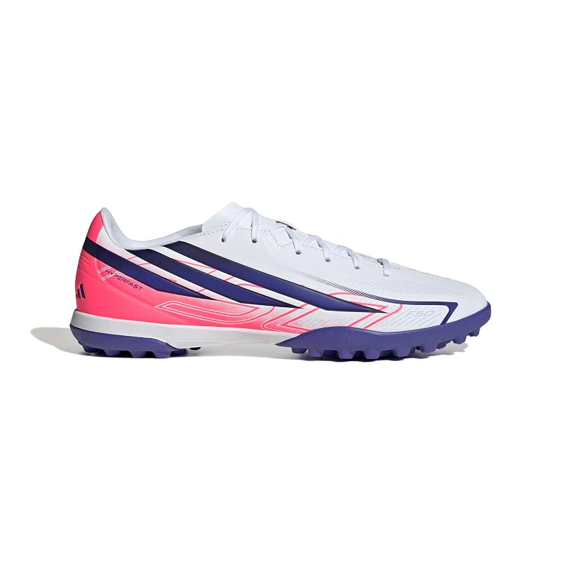 [Adidas] Футзальные бутсы F50 HYPERFAST Club TF Унисекс Взрослые OMN60 Обувь Белый/Солнечный Пурпурный/Солнечный Турбо (KJ3409) 27,5 см
