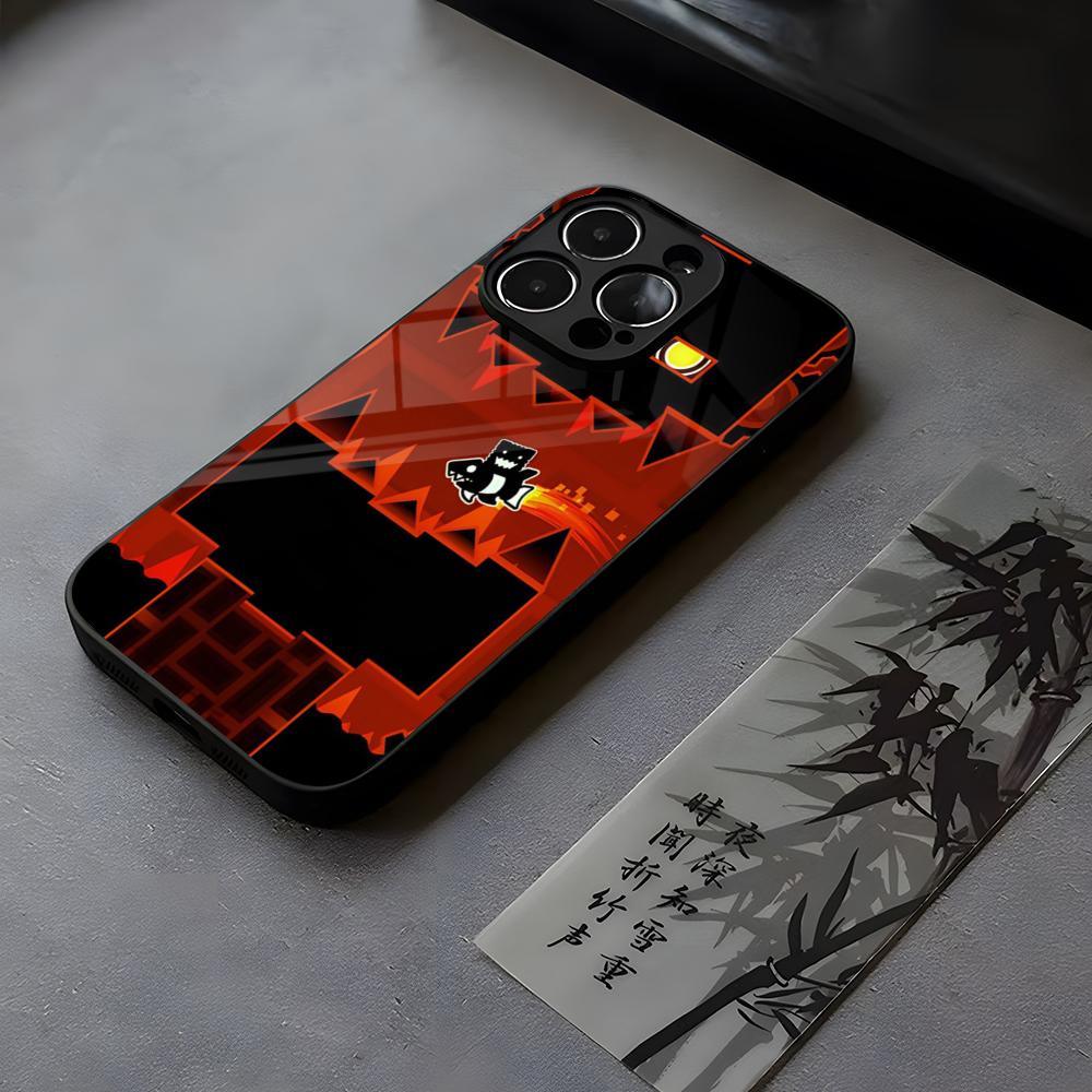 Чехол для телефона Geometry Dash Закаленное стекло Для IPhone 17 13 14 16 12 15 11 Pro Max Plus Mini X XR SE2020 Coque