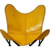 (Только обложка) Винтажное кожаное кресло-бабочка, кресло из коровьей шкуры, акцентное кресло для гостиной, желтое