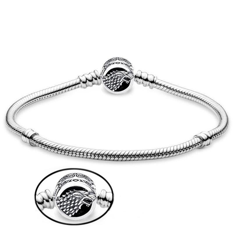 Rz Authentic 925 Sterling Silver Charm Snake Chain Bracelet Bangle Women's Romantic Party Accessories Fashion Gift