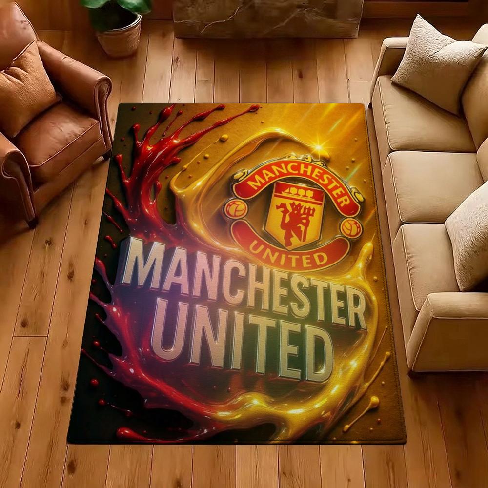 Manchester living room sofa Logo Rug Plush Rug Large Area Rug Nursery Mat Water Absorbent