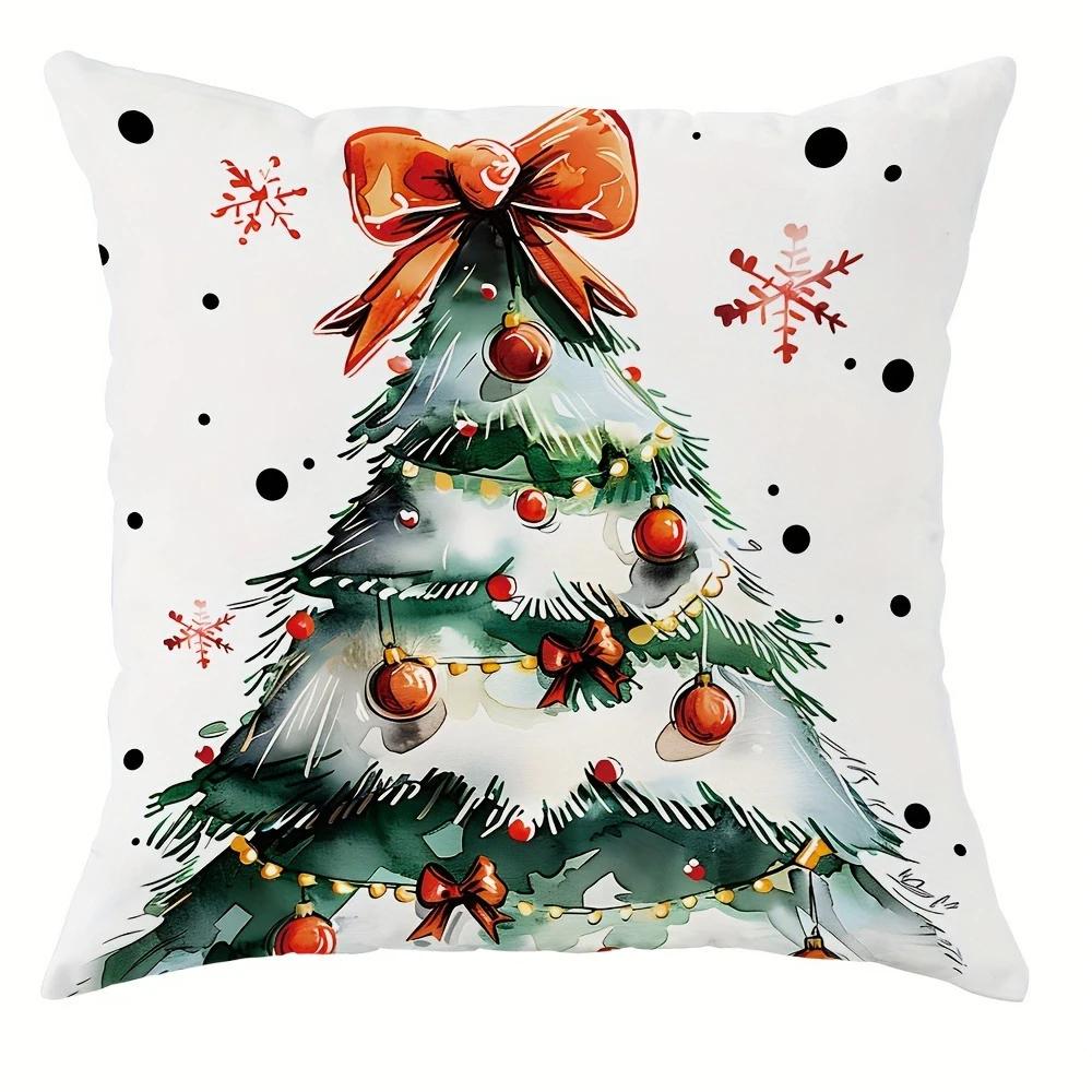 Наволочка для украшения рождественской вечеринки в виде снеговика с колокольчиком и узором в виде рождественской елки, подходящая для домашней комнаты, чехла для диванной подушки