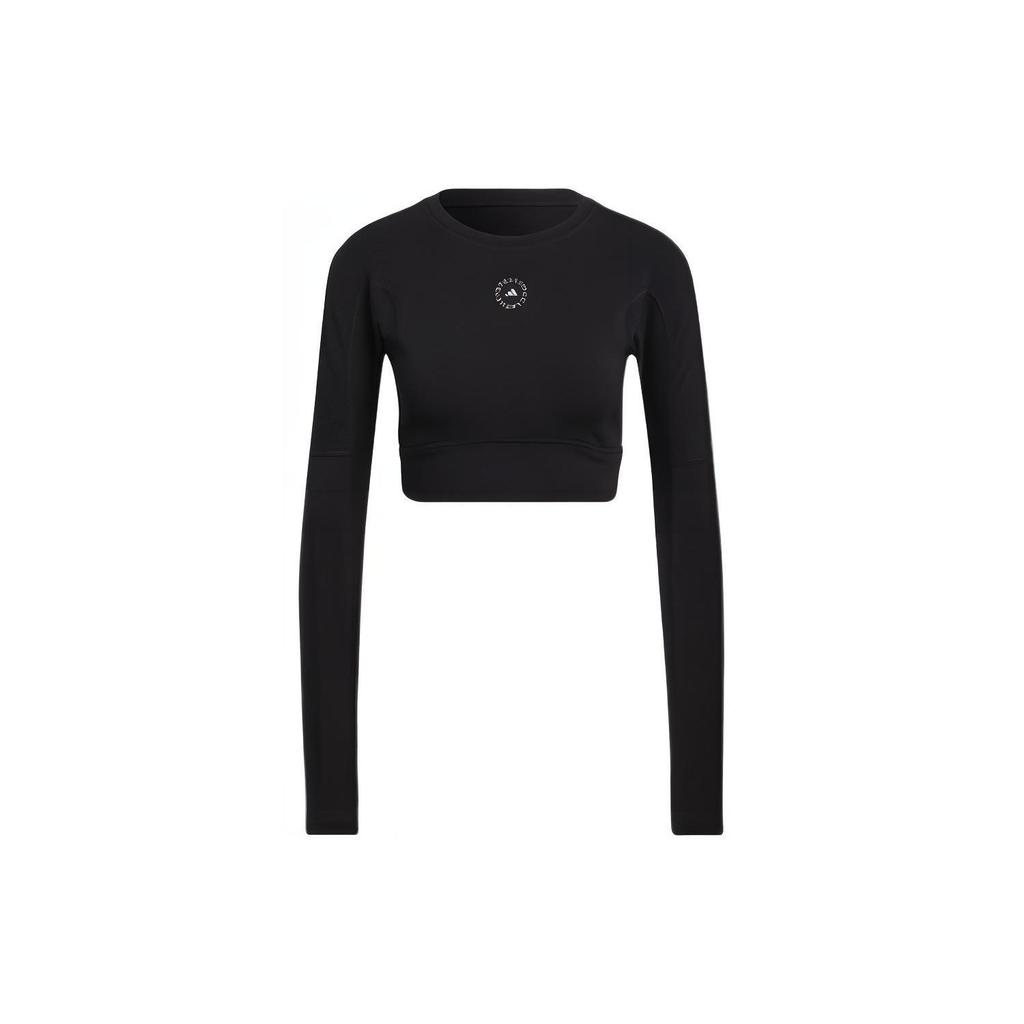 Adidas Logo Print Short Sleeve Round Neck T-Shirt Women Tops Black HB6074