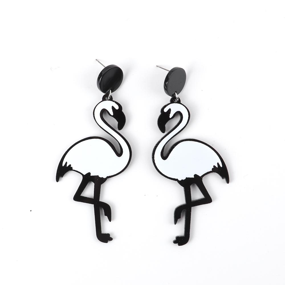 Fashion Flamingo Parrots Acrylic Dangle Earrings For Women Girls Geometric Big Animals Birds Drop Earrings Brincos Party Jewelry