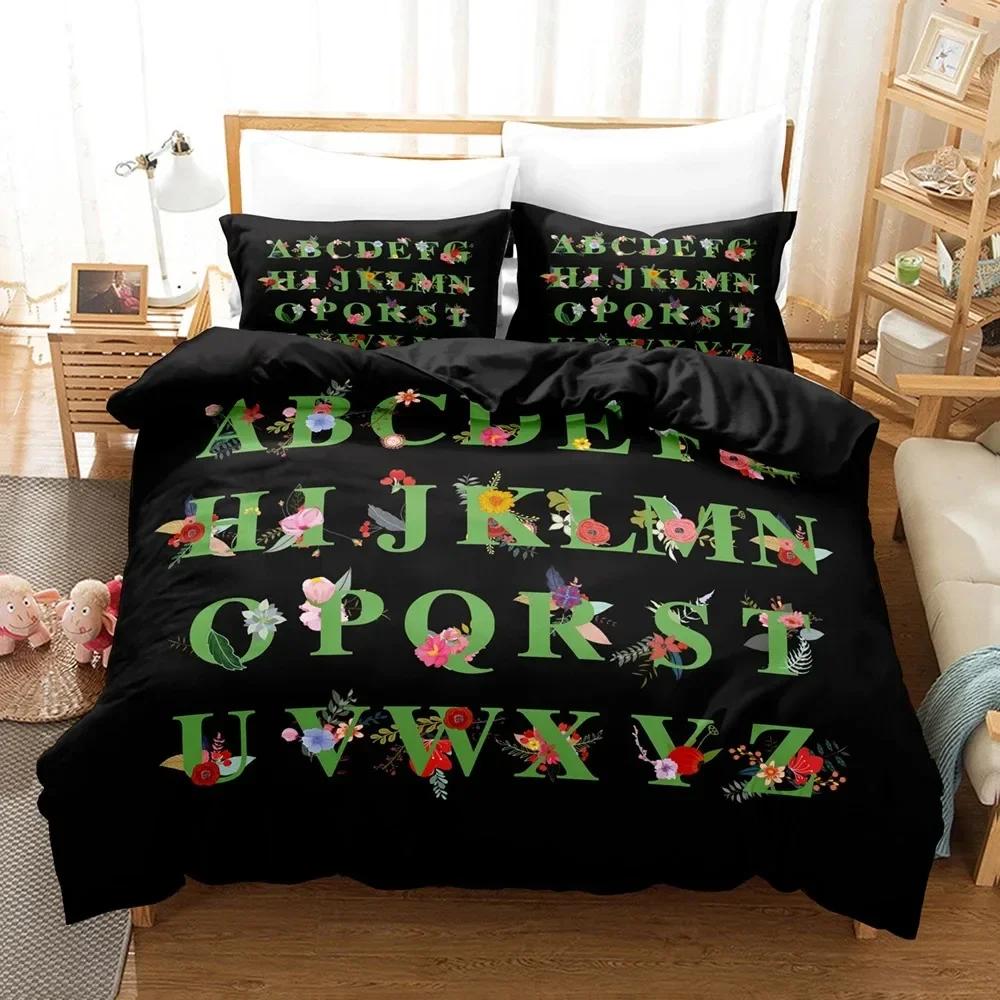 Комплект постельного белья Alphabet Lore Single Twin Full Queen King Size Комплект постельного белья для девочек и мальчиков Пододеяльники для спальни Аниме Пододеяльник