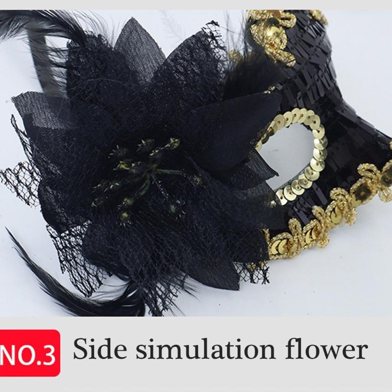 Маска на Хэллоуин, Венецианская маскарадная маска Цветочные блестки Маска для глаз, Маскарадная маска на пол-лица для карнавалов, Балов, Вечеринок