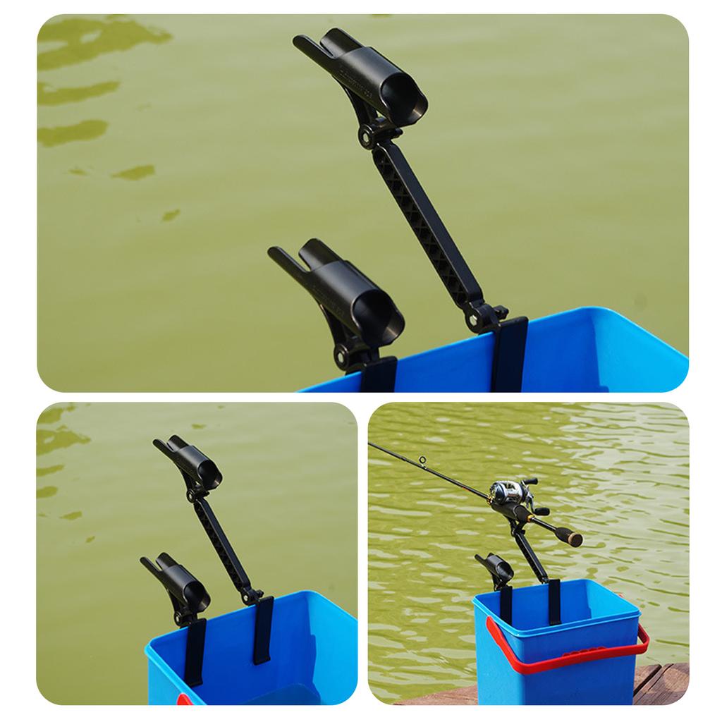 Fishing Pole Support Bucket Rod Holder Mount Bracket Portable Fishing Rod Stand Angle Adjustable Foldable Pole Holder